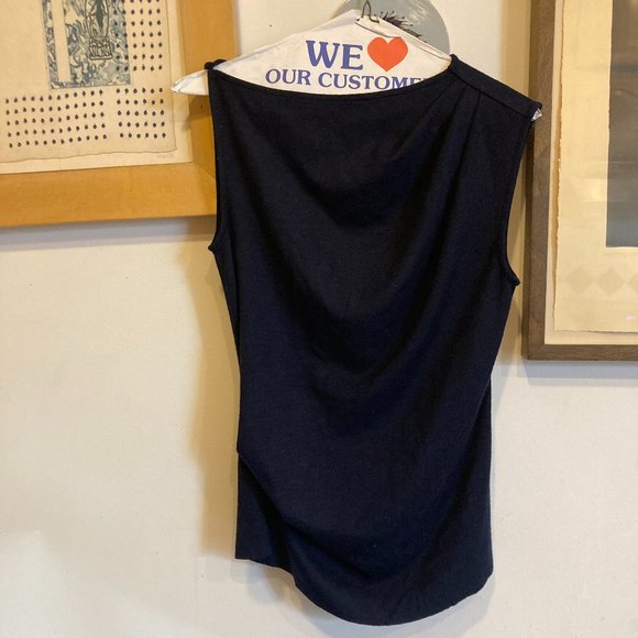 Joseph Sleeveless Ruched Wool Top w/ Shoulder Clasp sz S - Picture 10 of 11